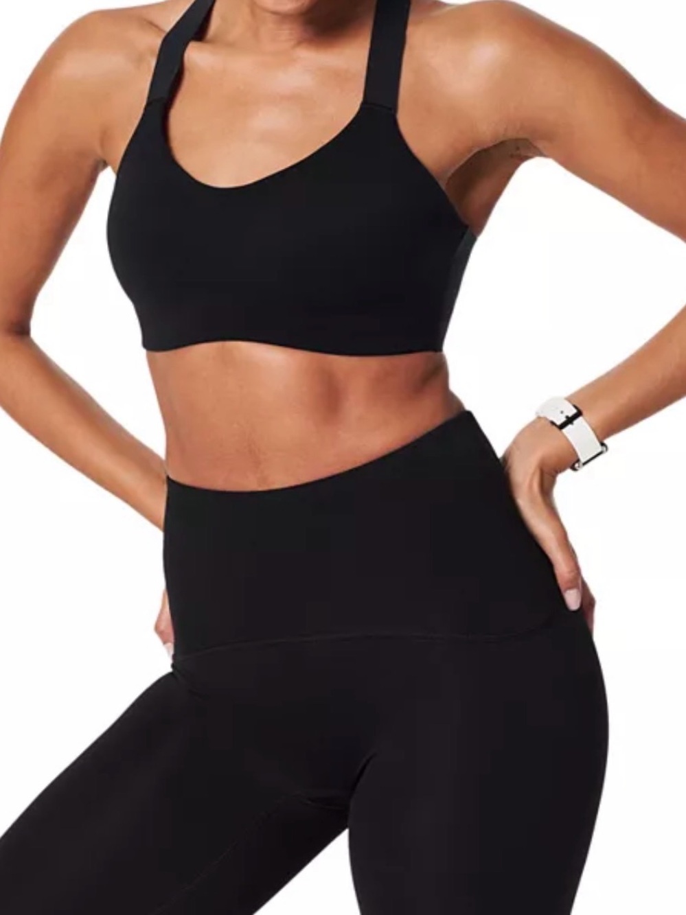 SPANX Black Seamless Sports Bra with Wide Straps